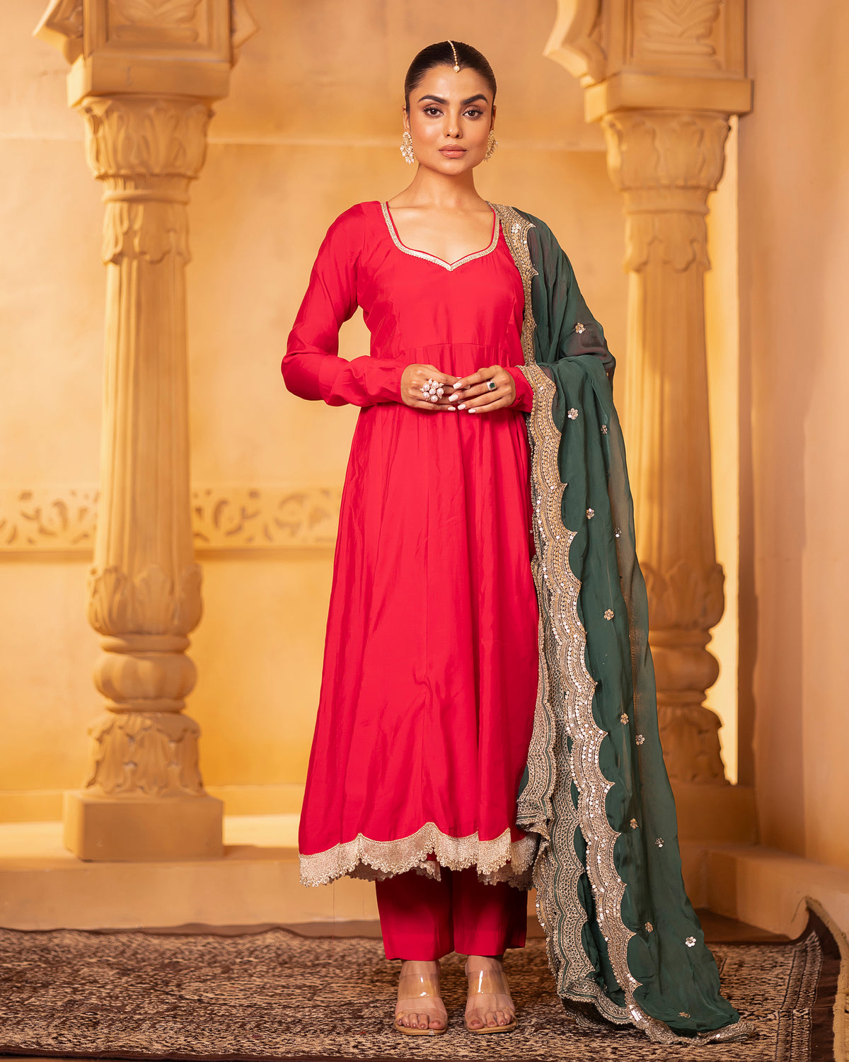 Pink Modal Silk Anarkali Set
