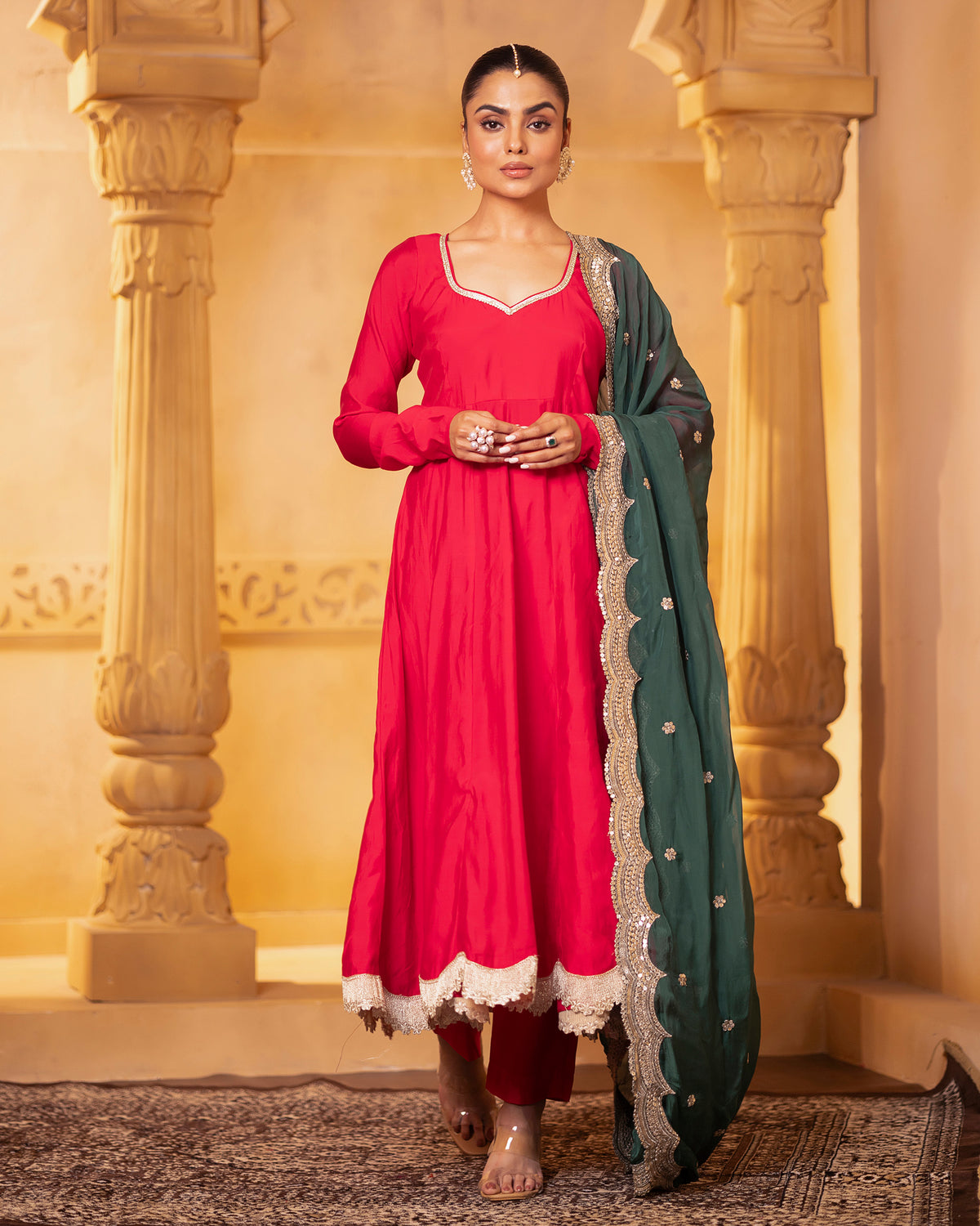 Pink Modal Silk Anarkali Set