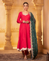Pink Modal Silk Anarkali Set