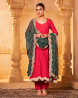 Pink Modal Silk Anarkali Set