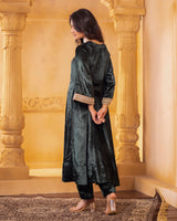 Emerald Velvet Anarkali Set