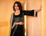 Emerald Velvet Anarkali Set