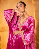 Pink Velvet Kaftan Set