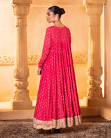Pink Tiered Anarkali Set