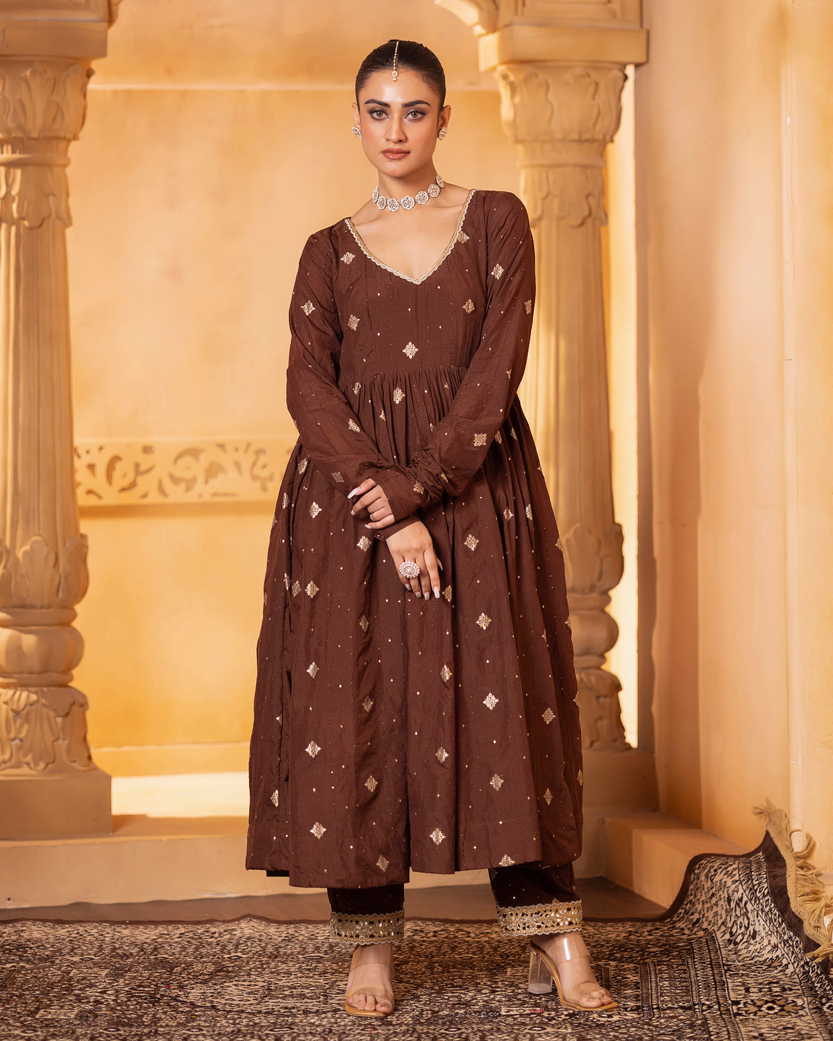 Brown Anarkali Set