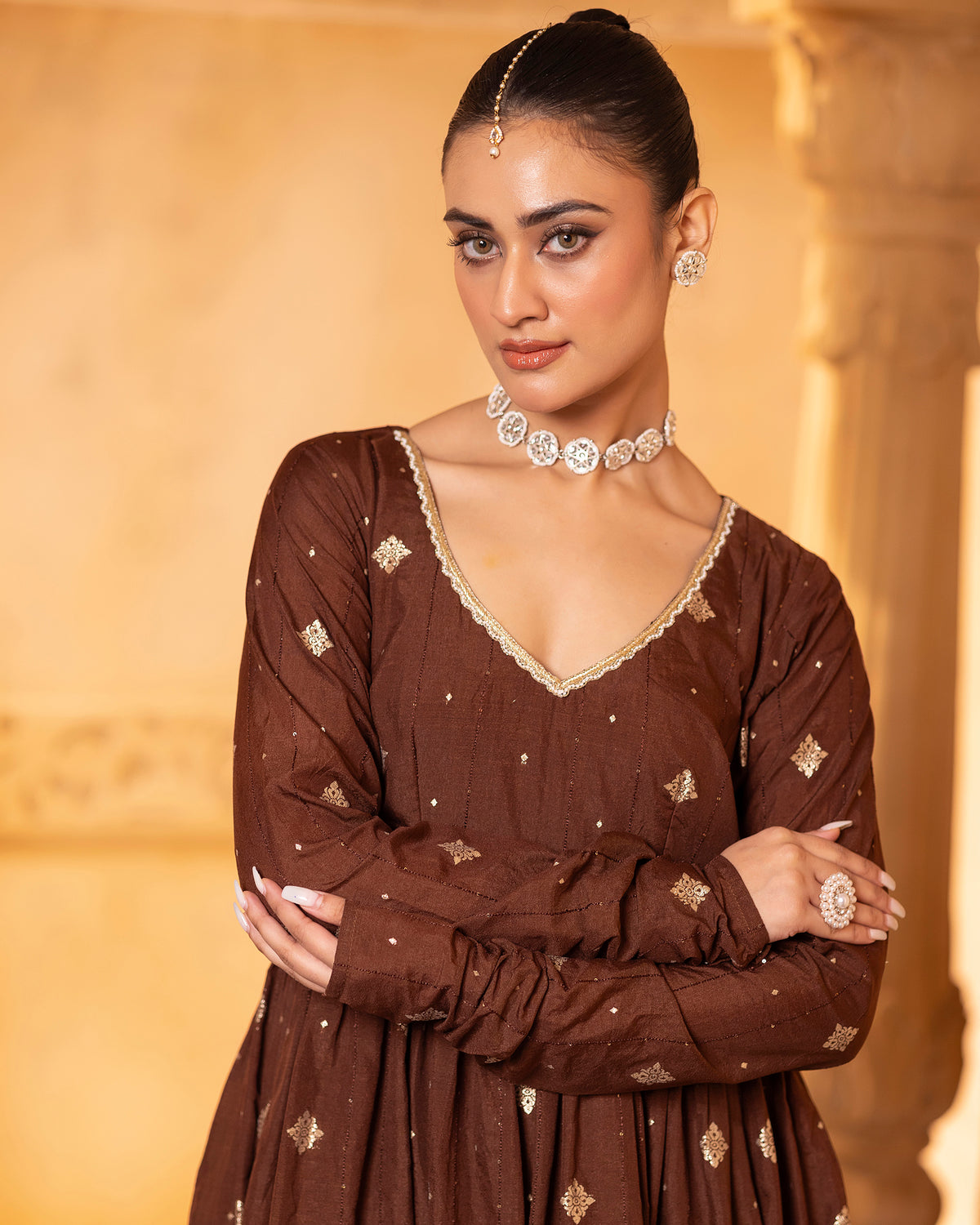 Brown Anarkali Set
