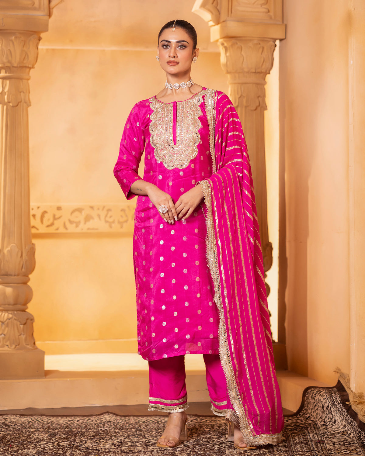 Pink Silk Kurta Set