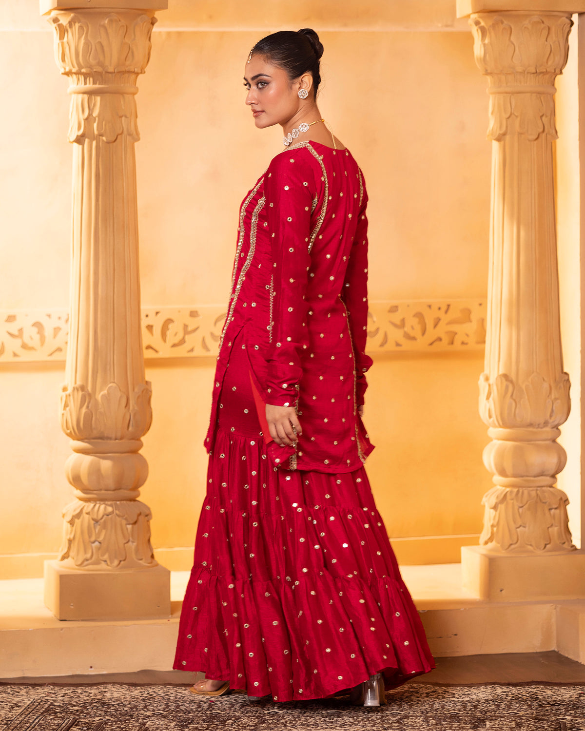 Red Kurta and Sharara Set