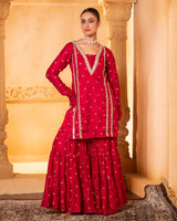 Red Kurta and Sharara Set