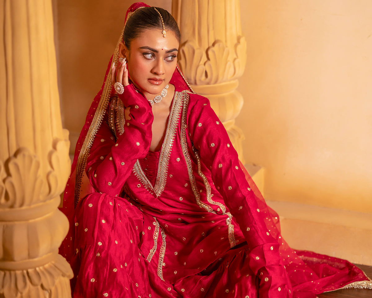 Red Kurta and Sharara Set