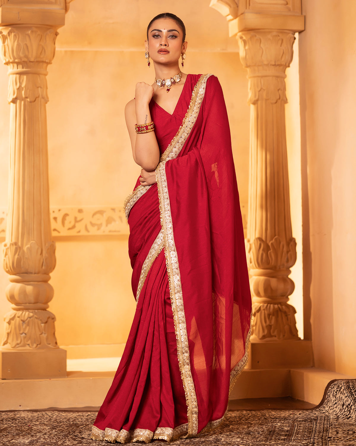 Red Saree Set