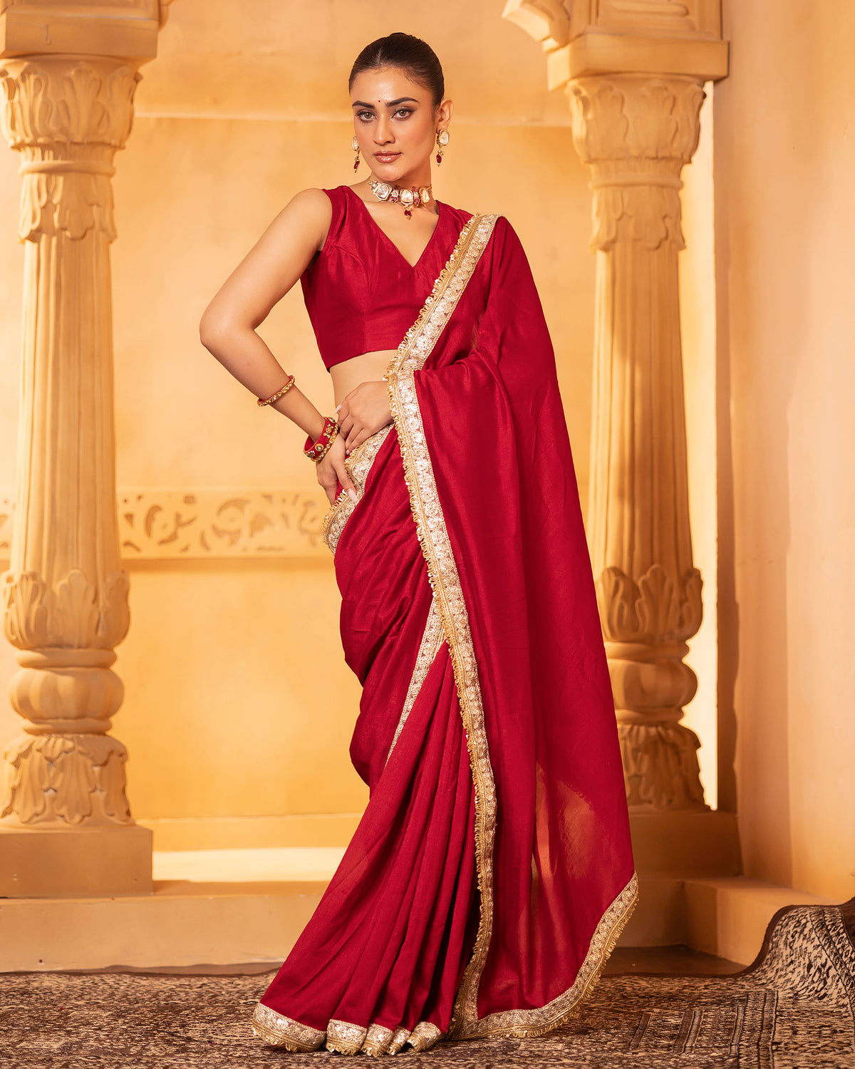 Red Saree Set