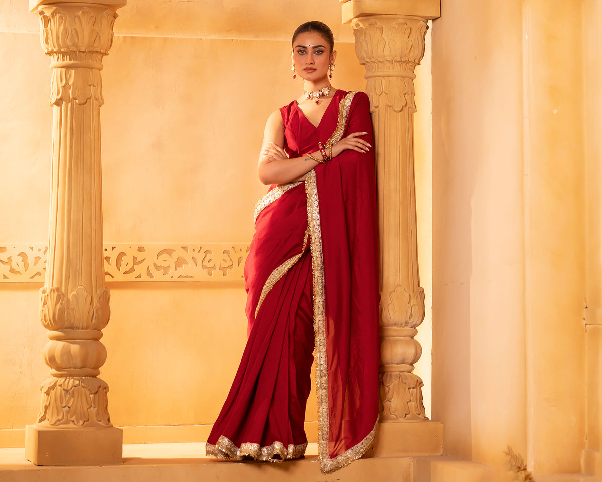Red Saree Set