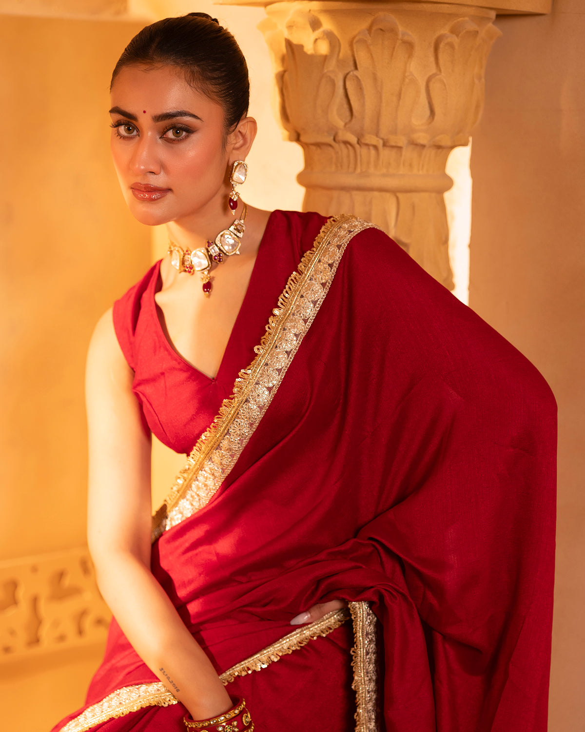 Red Saree Set