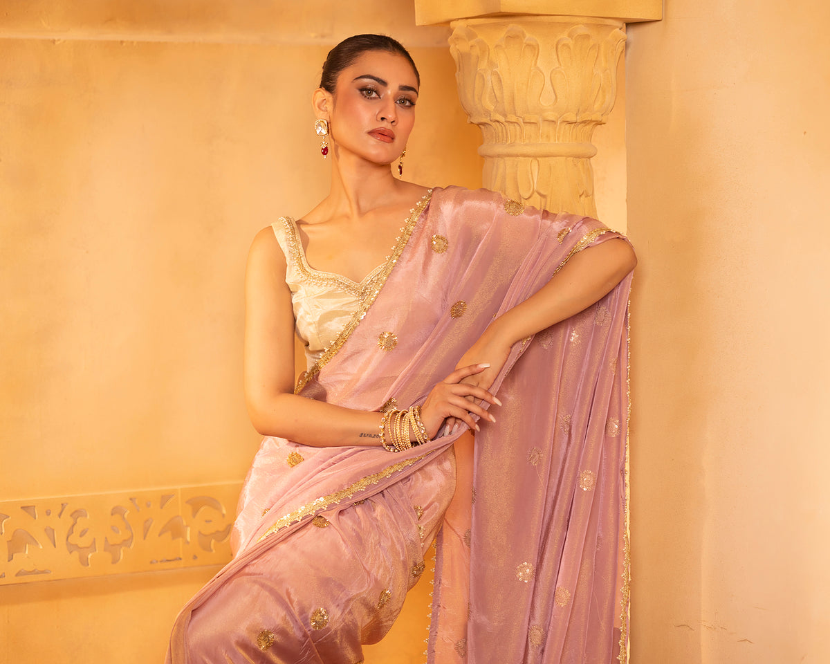 Pink Tissue Saree