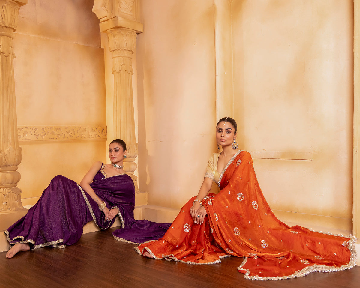 Burnt Orange Saree Set