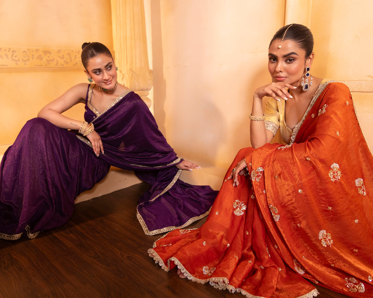 Burnt Orange Saree Set
