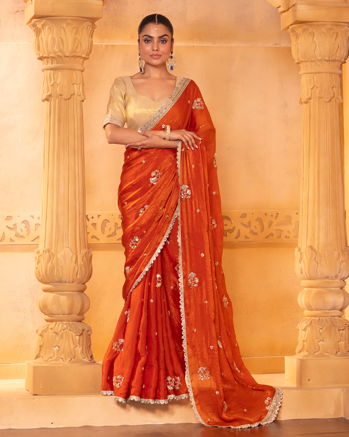 Burnt Orange Saree Set