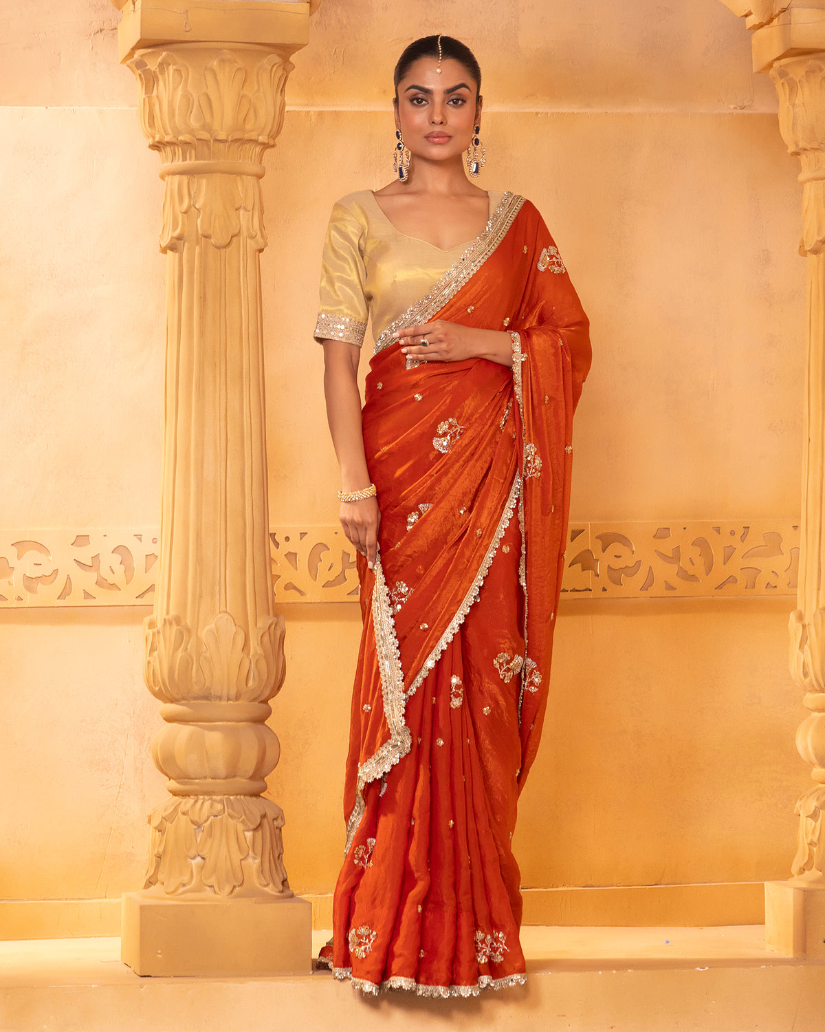 Burnt Orange Saree Set