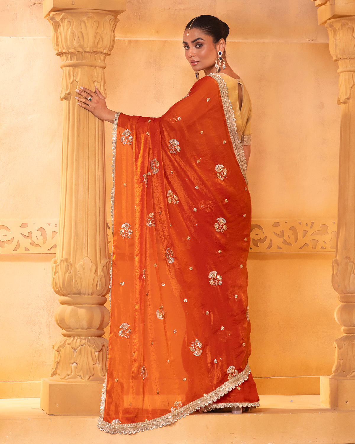 Burnt Orange Saree Set