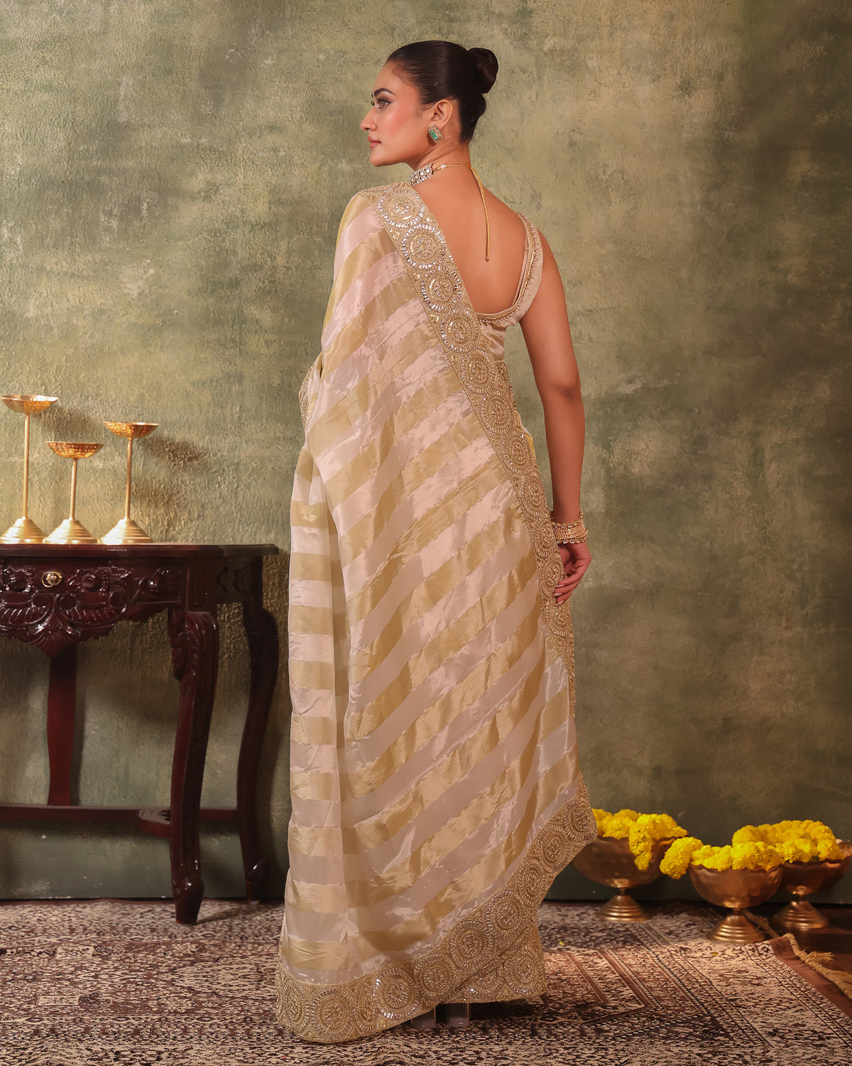 Ivory Tissue Saree