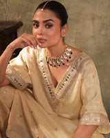Ivory Silk Tissue Kaftan Palazzo Set