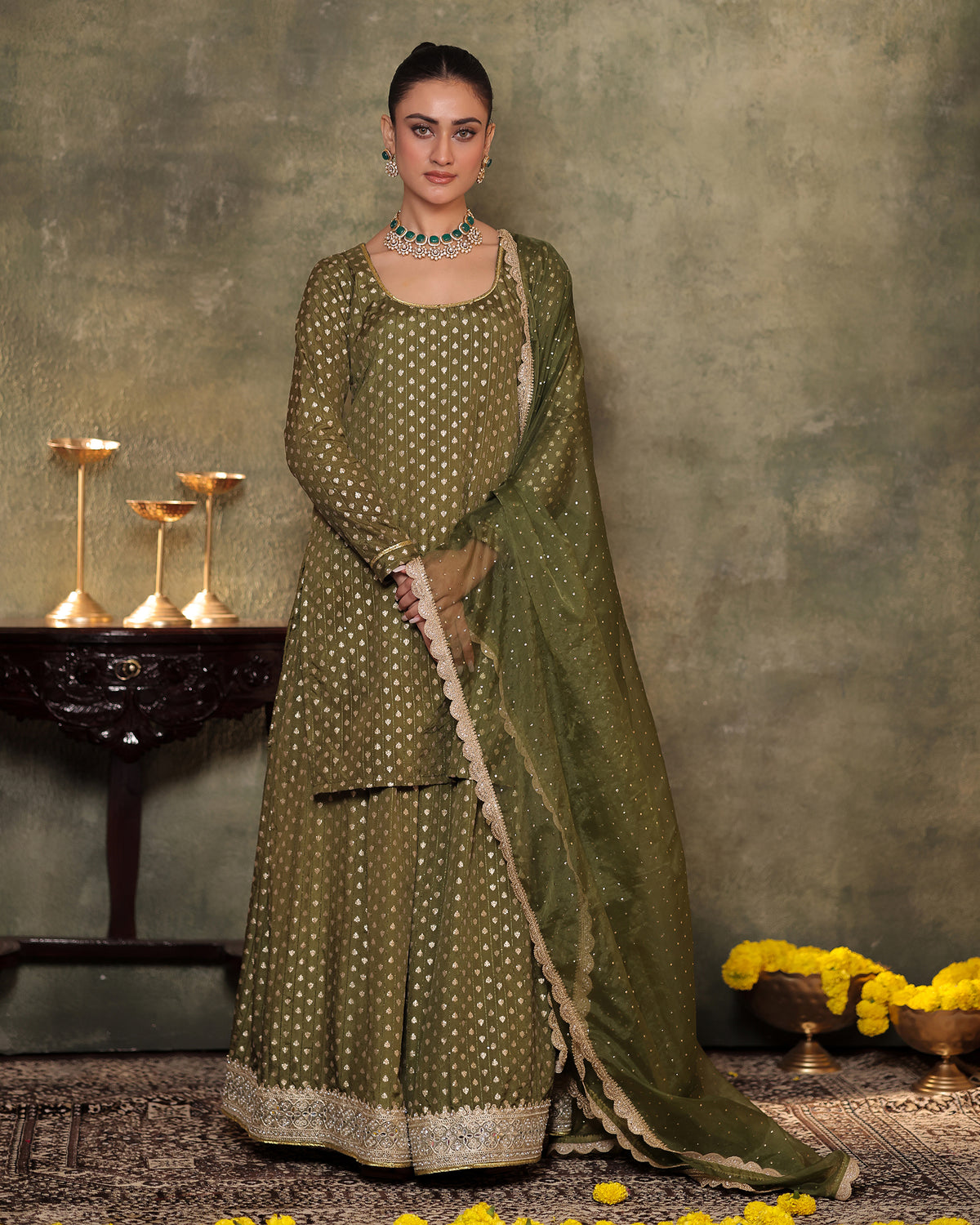 Green Kurta Sharara Set
