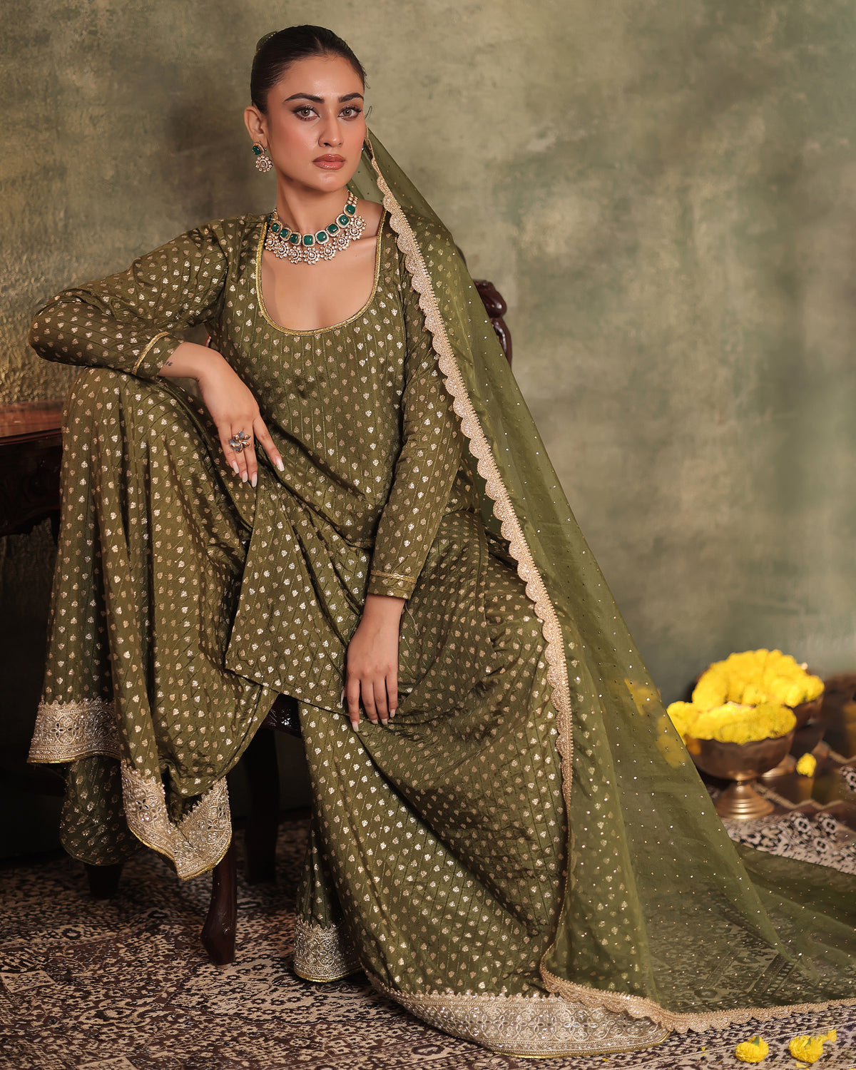 Green Kurta Sharara Set