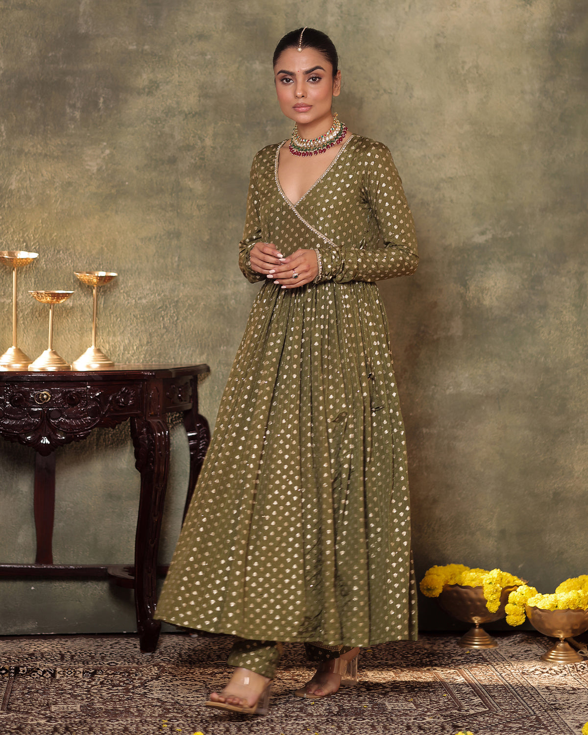 Green Anarkali Set