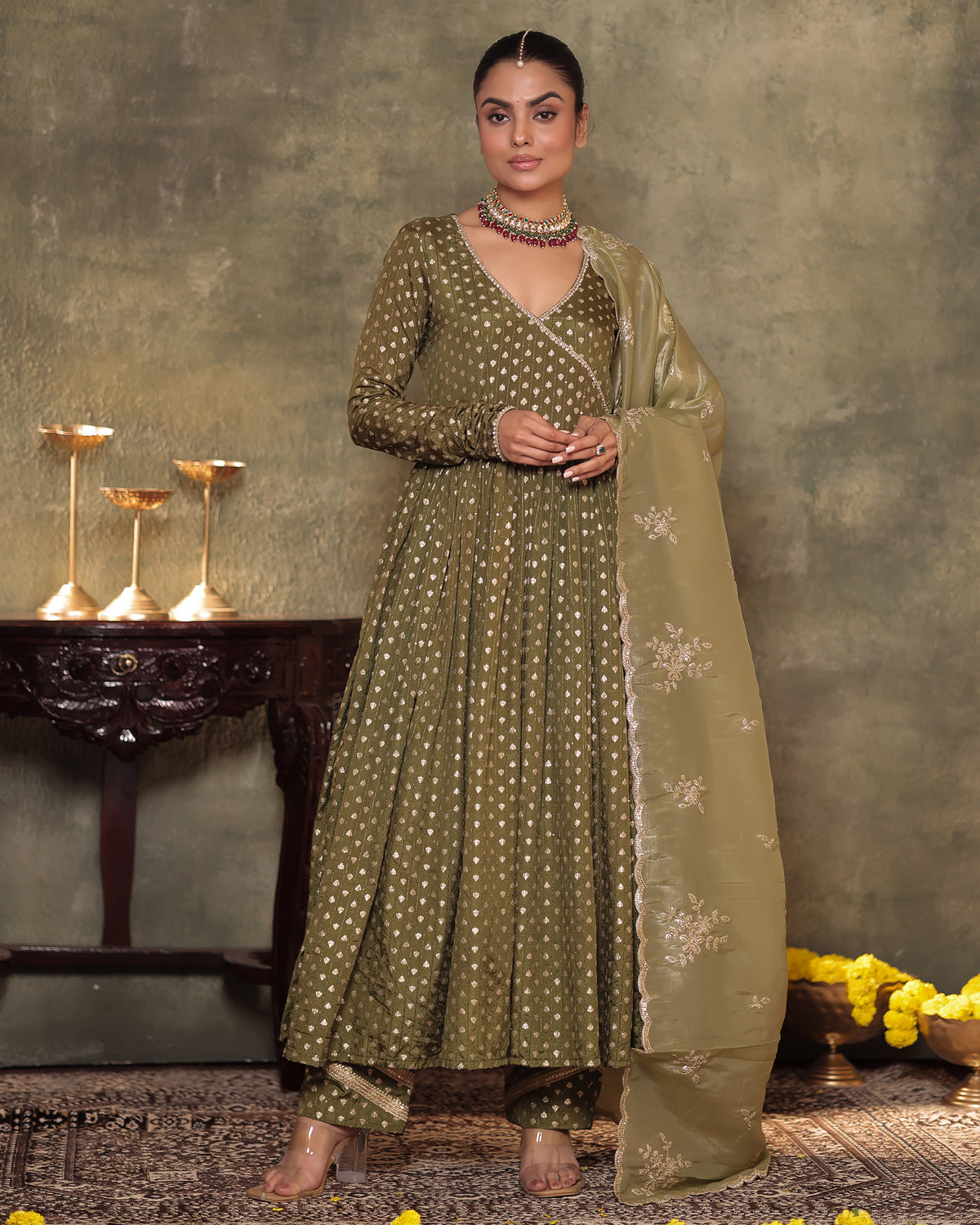 Green Anarkali Set