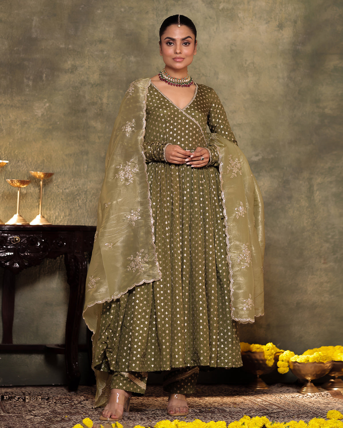 Green Anarkali Set