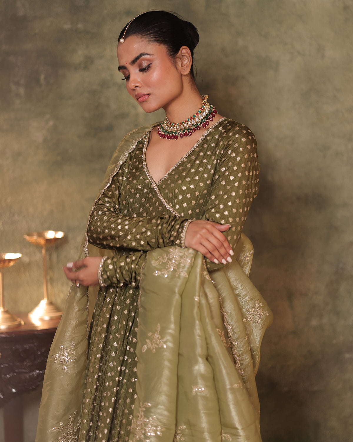 Green Anarkali Set