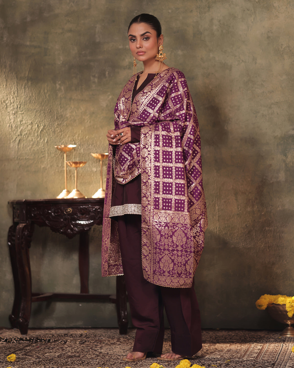 Plum Kurta Farshi Set