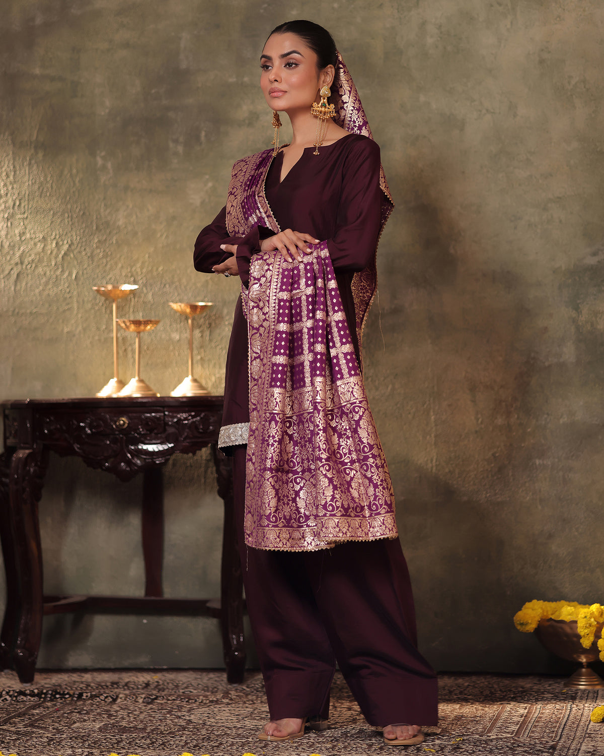 Plum Kurta Farshi Set