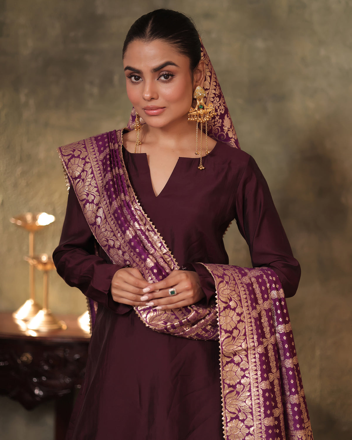 Plum Kurta Farshi Set