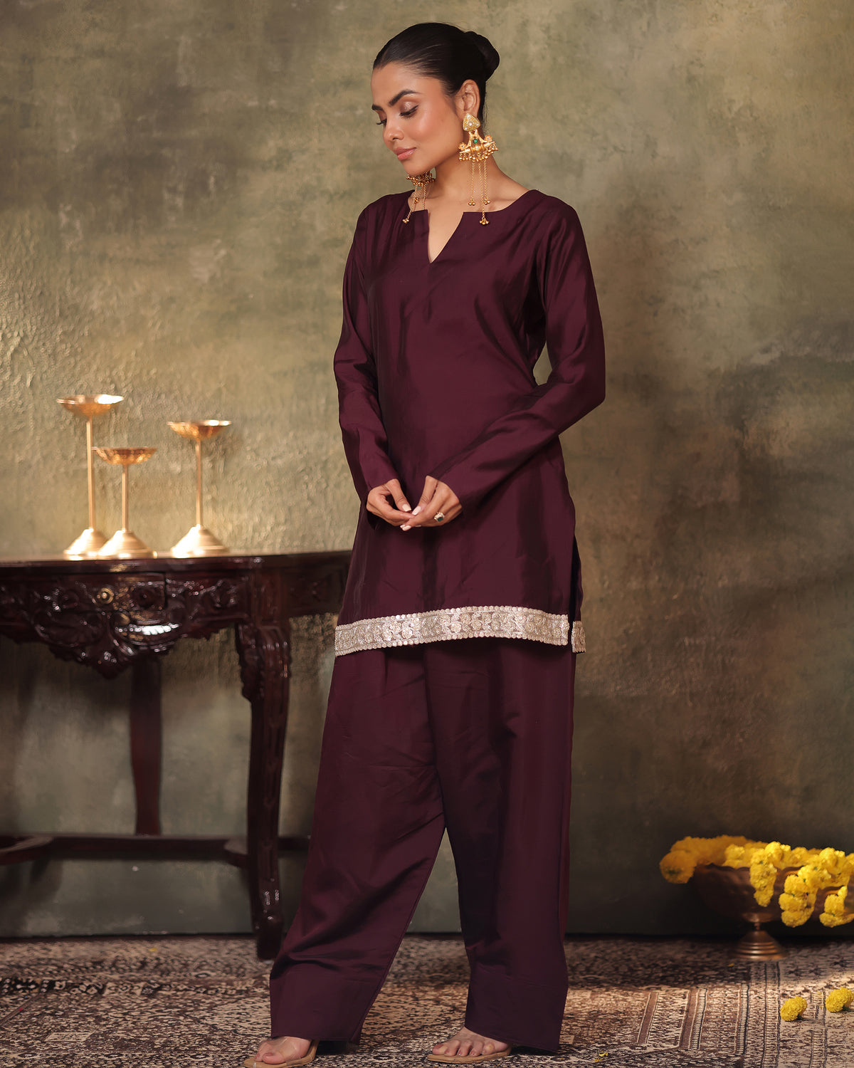 Plum Kurta Farshi Set