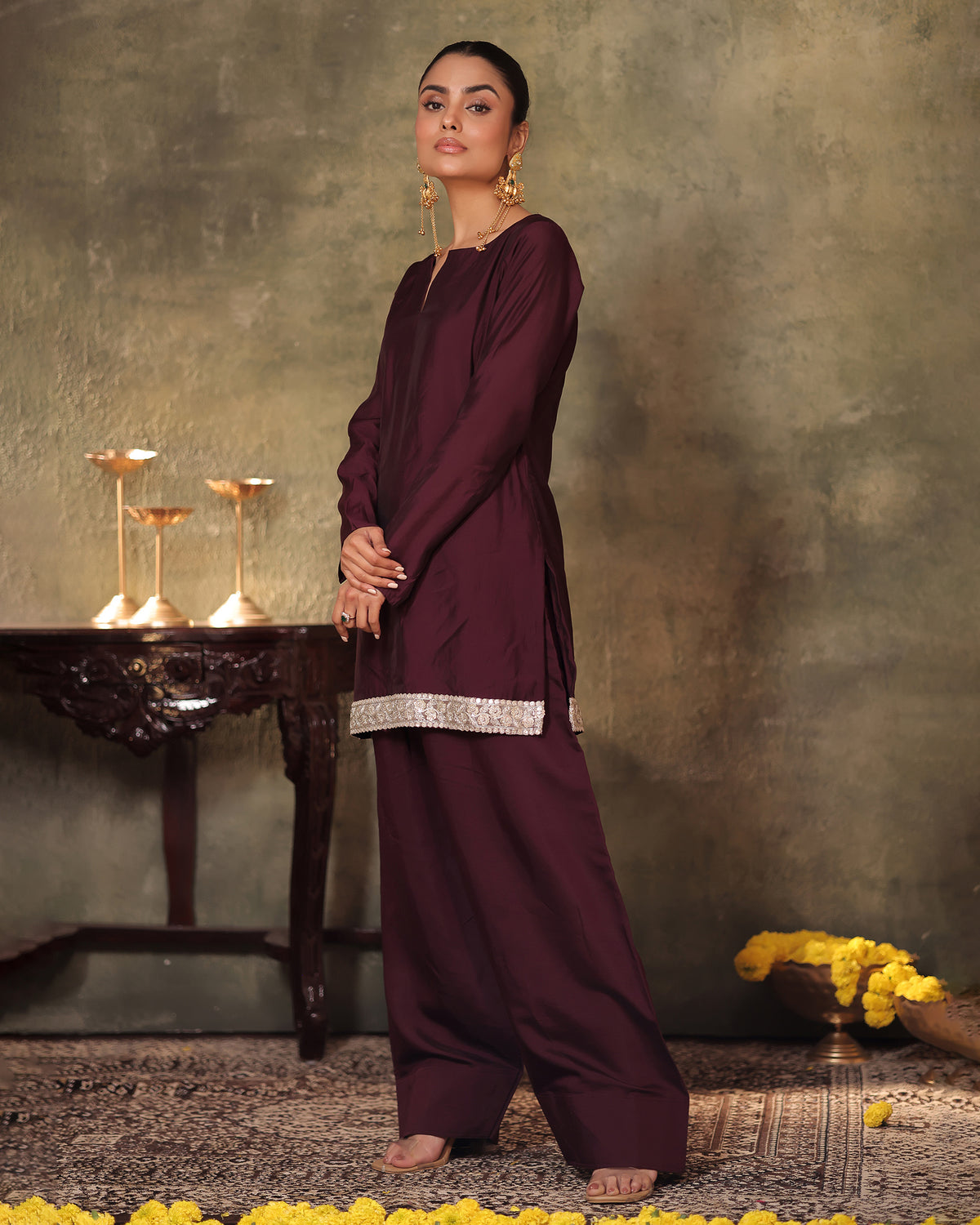 Plum Kurta Farshi Set