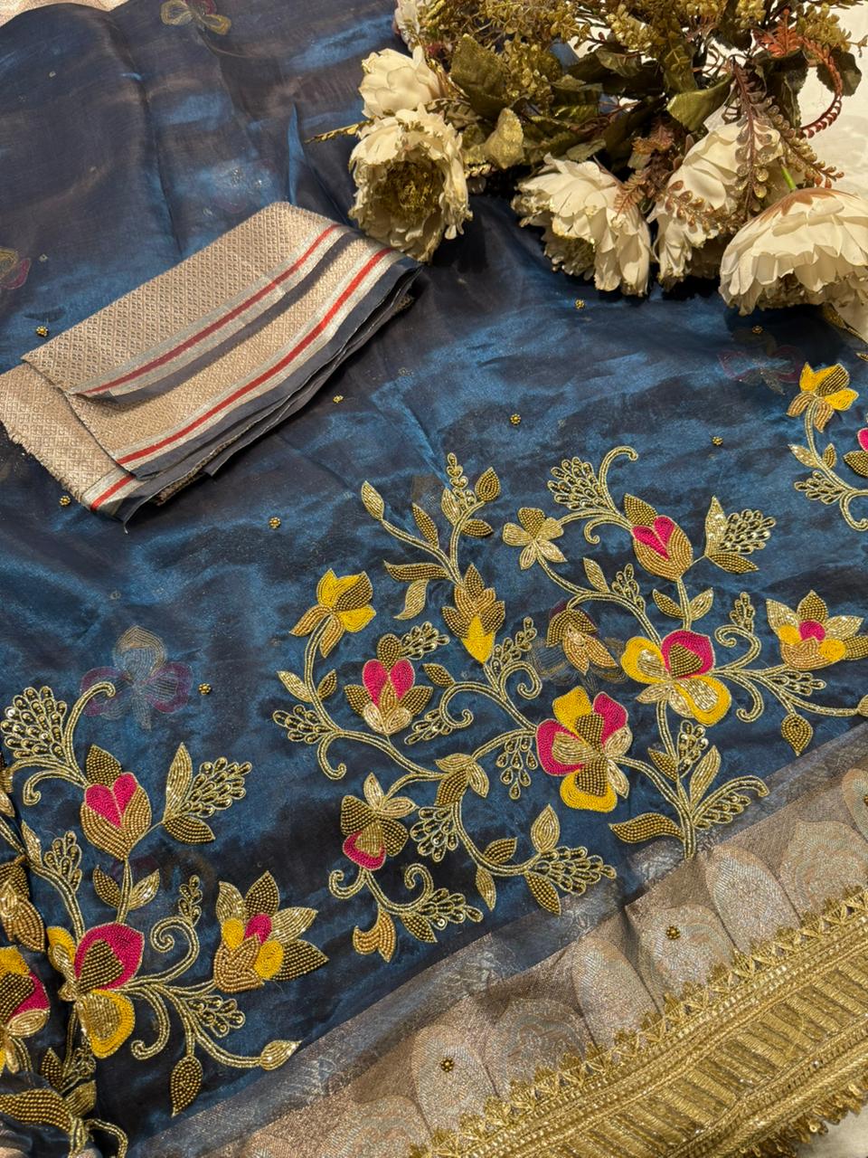 Heavy Jaal Pure Tissue Silk Saree