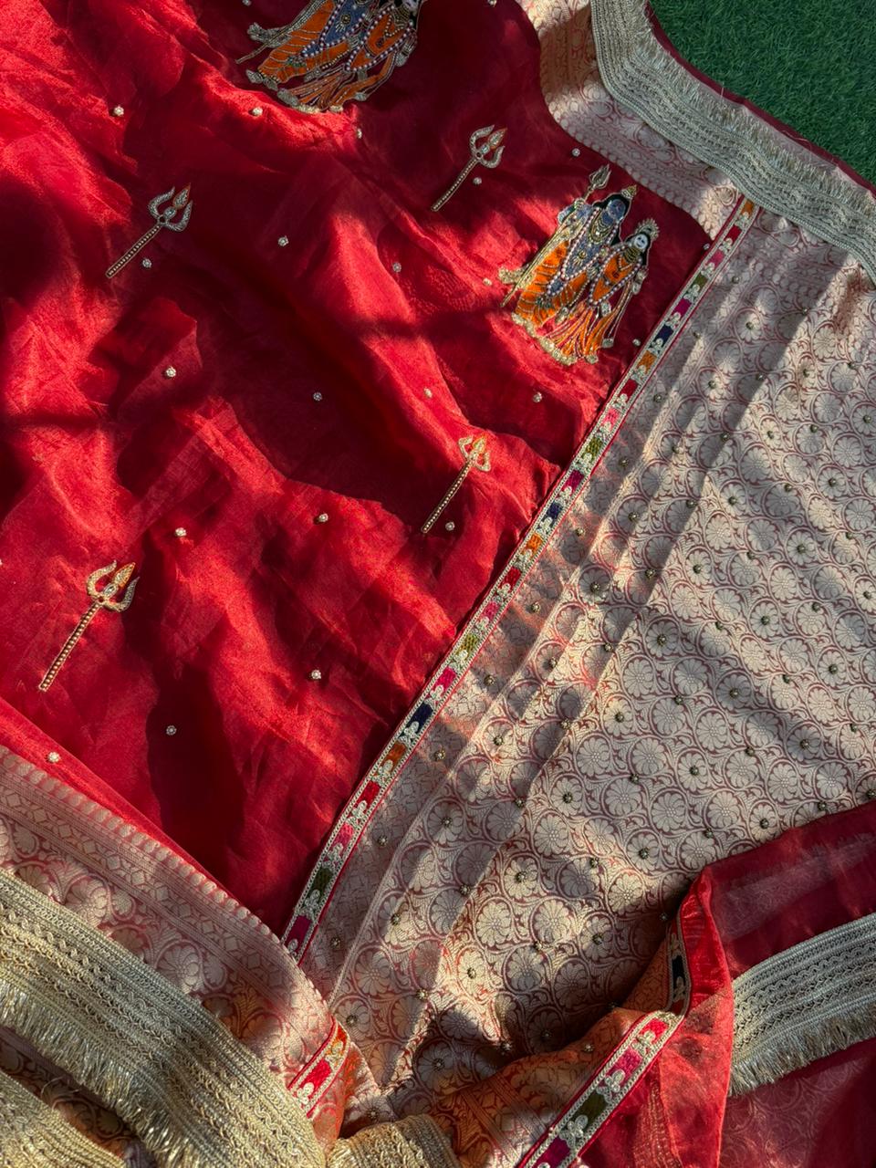 Shiv - Parvati Pure Tissue Silk Saree