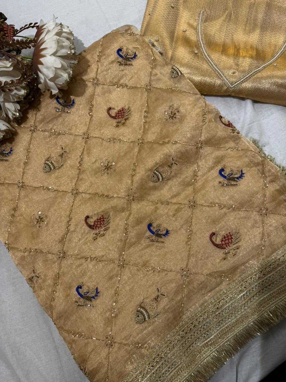 Heavy Jaal Pure Tissue Silk Saree
