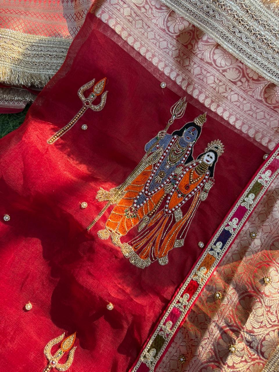 Shiv - Parvati Pure Tissue Silk Saree