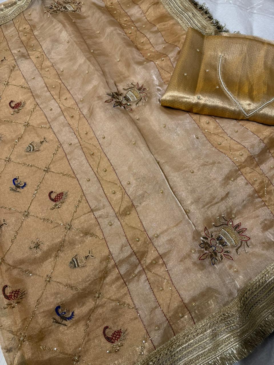 Heavy Jaal Pure Tissue Silk Saree