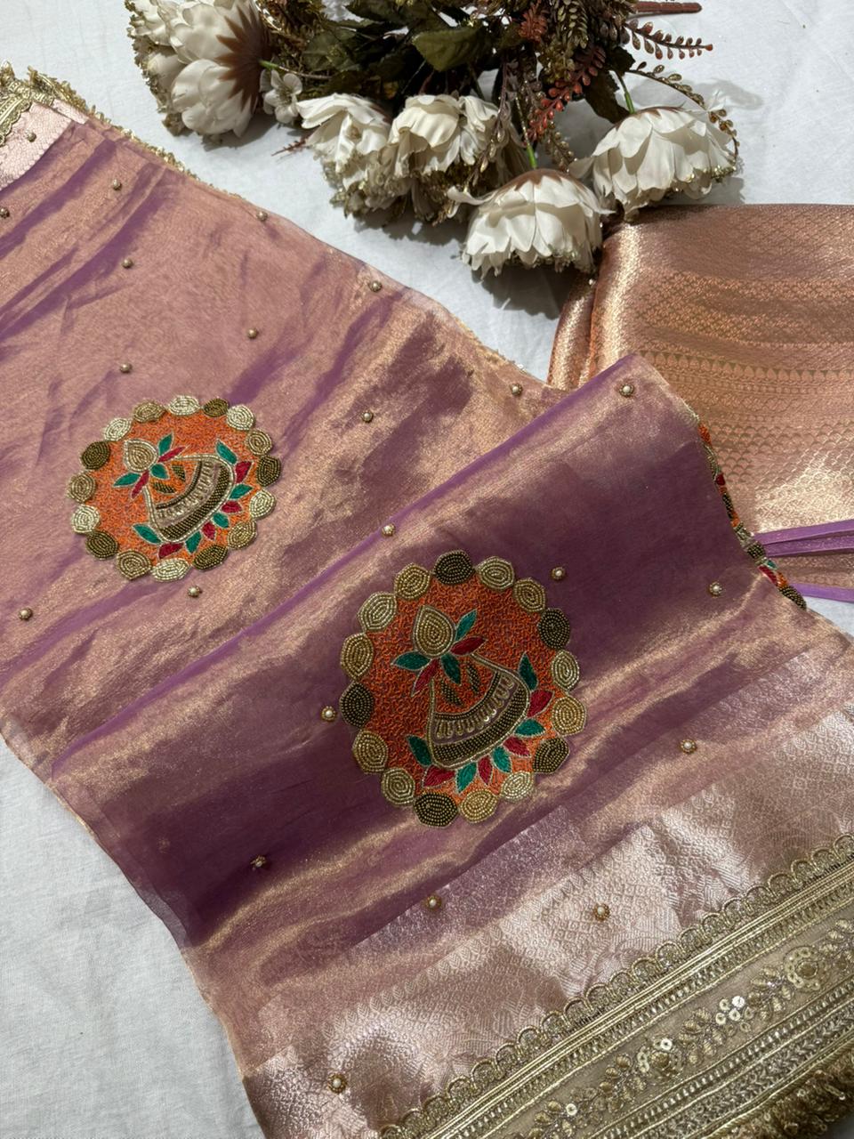 Motif Pure Tissue Silk Saree