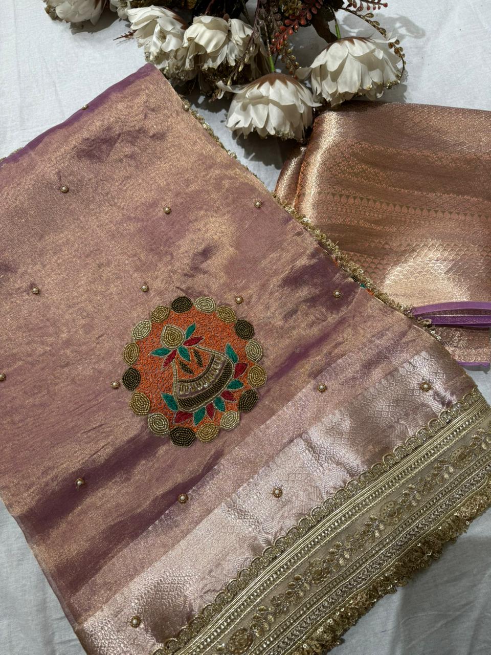 Motif Pure Tissue Silk Saree