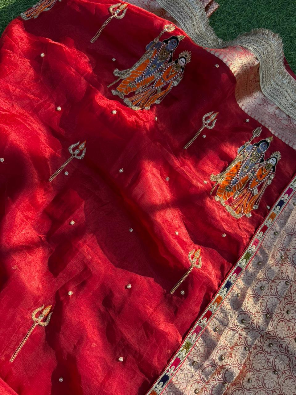 Shiv - Parvati Pure Tissue Silk Saree