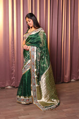 Pure Tissue Silk Saree With Detailed Heavy Embroidery