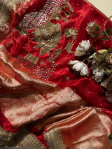Pure Tissue Silk Saree With Heavy Embroidery