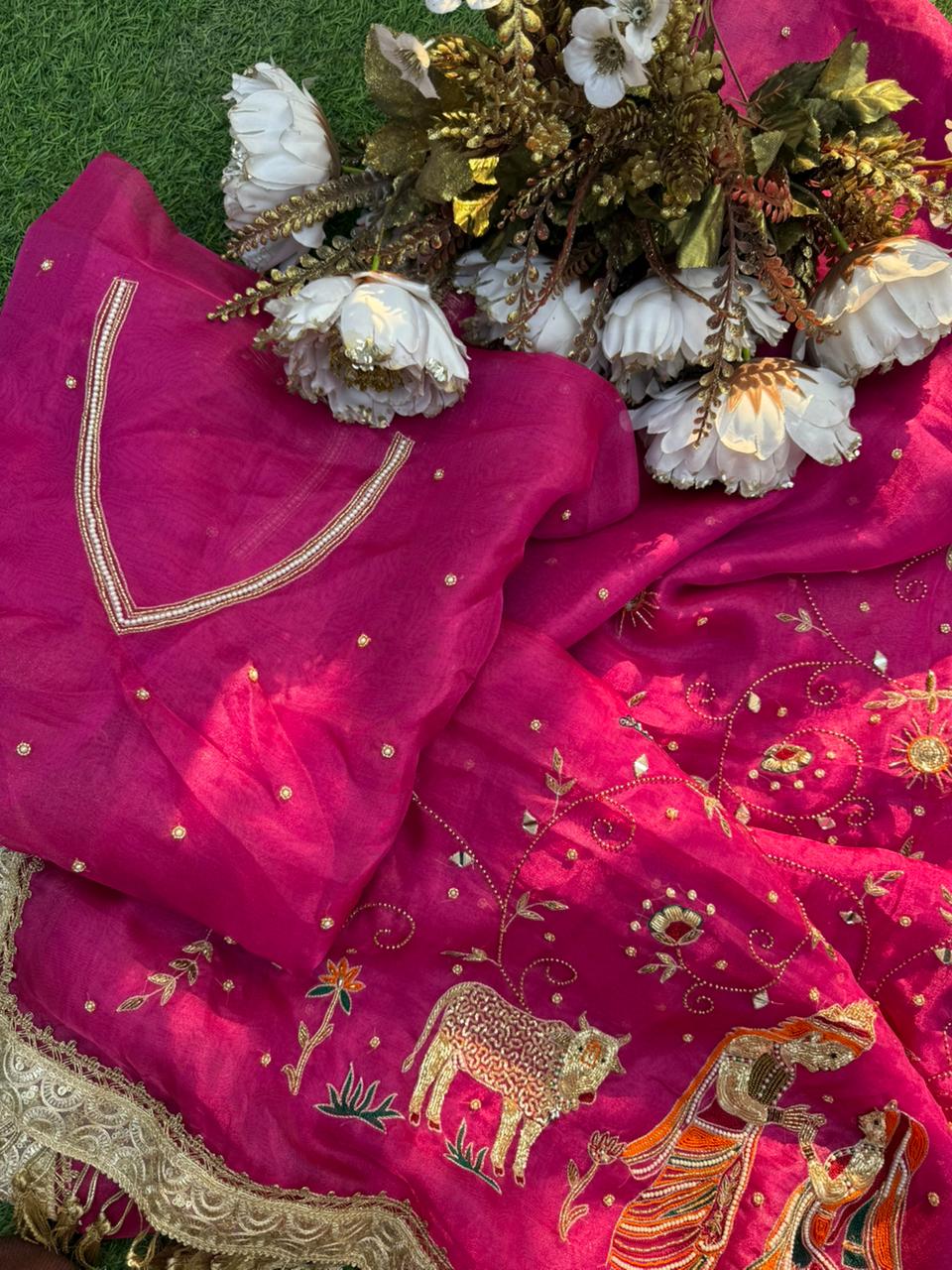 Radha Krishan Pure Tissue Silk Saree