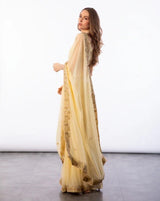 Yellow Hand Embroidered Georgette Saree