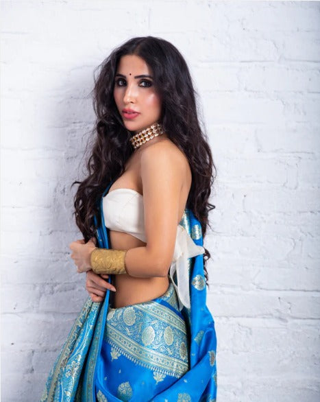 Blue Banarasi Silk Saree